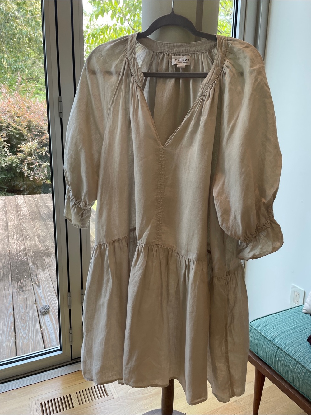 Velvet by Graham & Spencer Cream Linen Mini Dress